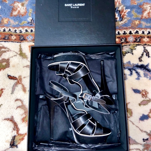 ❌SOLD❌Saint Laurent TRIBUTE 105* Black Platform Sandal - Picture 2 of 8